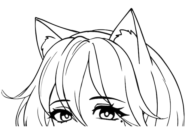 Plik wektorowy dziewczyna w stylu manga anime z kocimi uszami