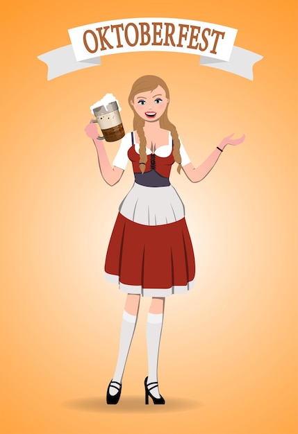 Plik wektorowy dziewczyna w tradycyjnym stroju festiwal piwa oktoberfest vector