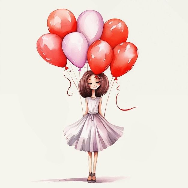 Dziewczyna z garstką balonów w ręku