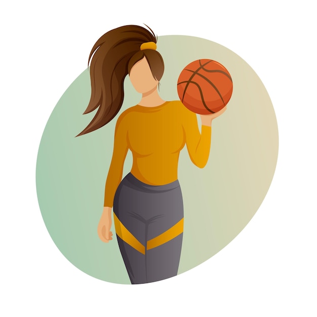 Plik wektorowy dziewczyna z koszykówką aktywne sporty wektor ilustracja na białym tle