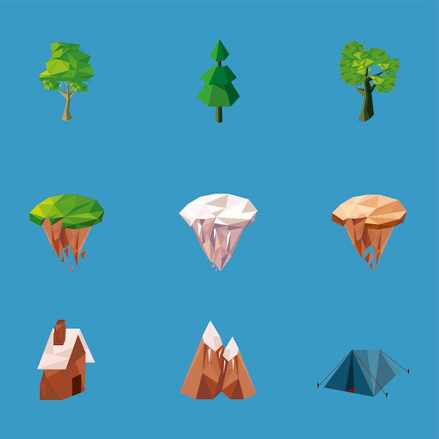 Dziewięć Elementów Natury Lowpoly