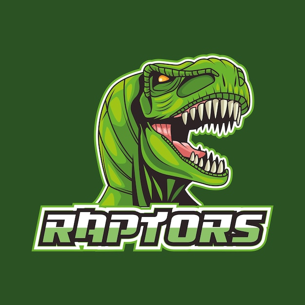 Plik wektorowy dzika głowa zwierzęcia tyranozaura rex z raptors napis ilustracja