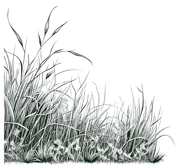 Plik wektorowy dzika trawa wystrój szkic ręcznie rysowane ilustracji wektorowych.