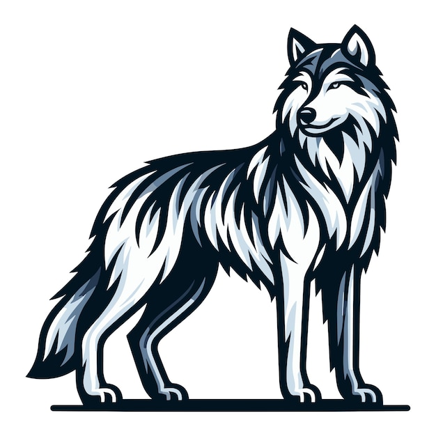 Dziki Wilkołak Pełnomocny Projekt Ilustracji Wektorowej Szablon Dzikiej Przyrody Izolowany Na Białym