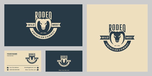 Dziki Zachód, Rodeo, Vintage Logo Kowboja, Longhorn