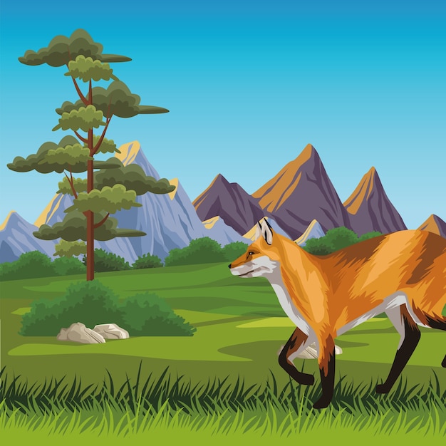 Dzikie Zwierzę Fox Na Scenie Krajobrazowej