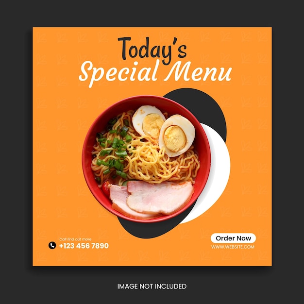 dzisiejsze menu żywności baner w mediach społecznościowych Szablon na Instagramie post na Facebooku
