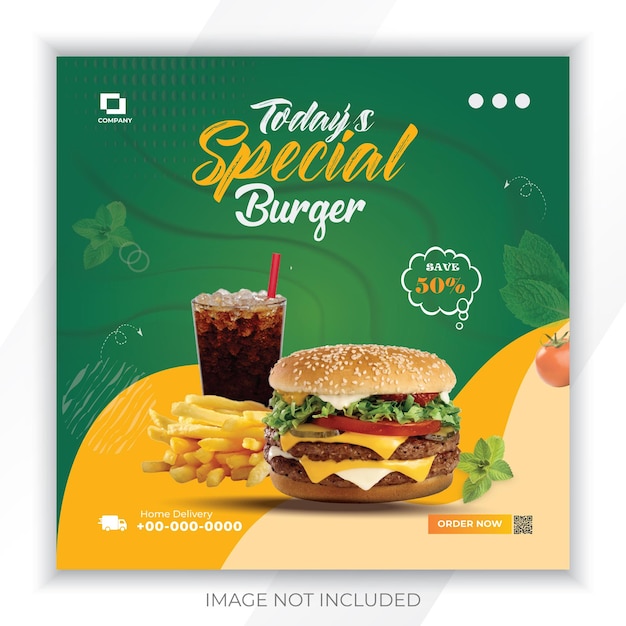 Plik wektorowy dzisiejszy projekt banera postu w mediach społecznościowych special burger