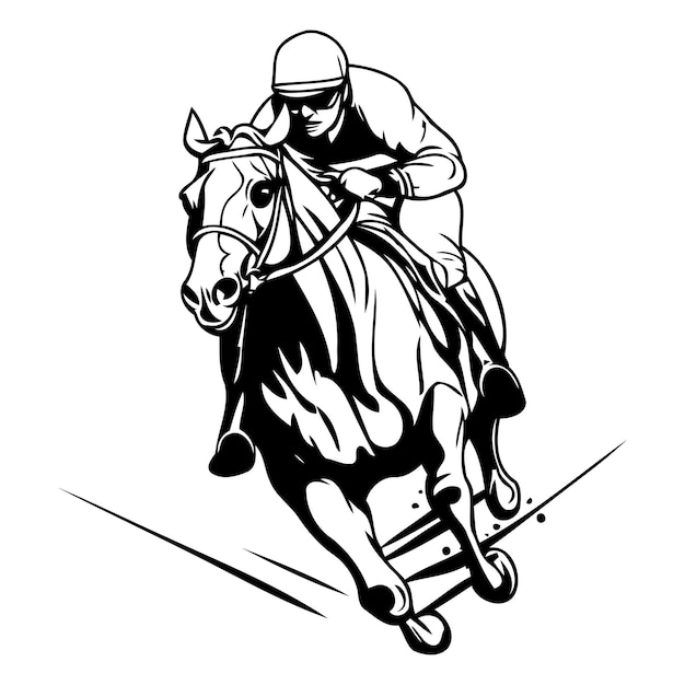 Plik wektorowy dżokej na koniu wyścigowym ilustracja wektorowa konia wyścigowego