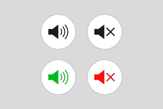 Dźwięk Mikrofonu I Wyłączanie Projektowania Przycisków Zielone I Czerwone Ikony.
