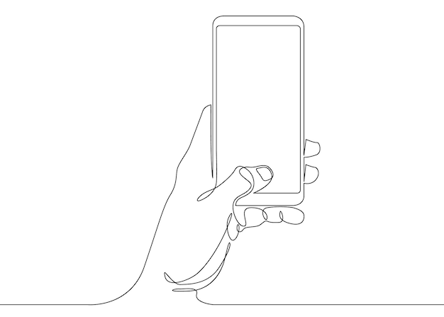 Dźwiękowy rysunek linii urządzeń cyfrowych Telefon komórkowy typu smartfon