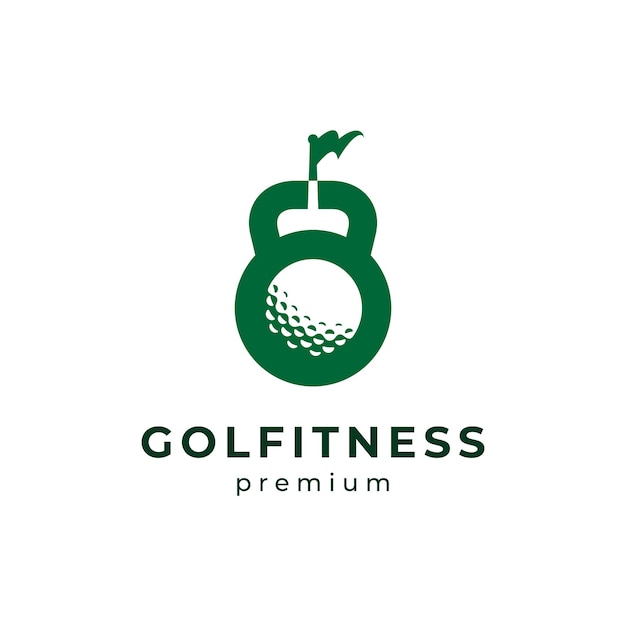 Plik wektorowy dzwonek do czajnika i piłeczka golfowa do logo fitness i golfa