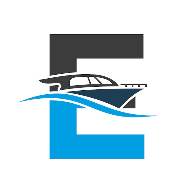 E Letter Boat Logo Concept For Sailboat Shipping Symbol Znak jachtowy