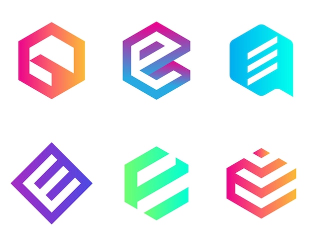 E Letter Set Logo Design Icon Vector
