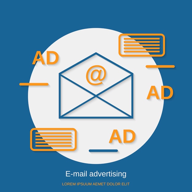 Plik wektorowy e-mail reklama płaska konstrukcja styl wektor ilustracja koncepcja
