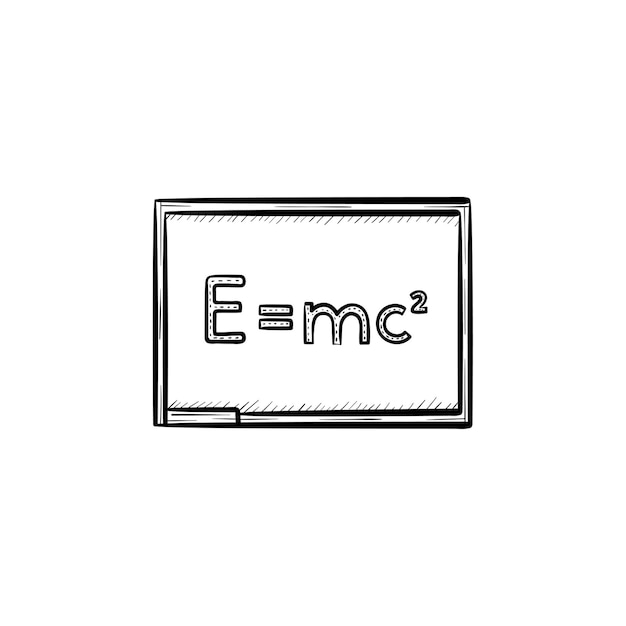 E Równe Mc 2 Wektor Ręcznie Rysowane Konspektu Doodle Ikona. Formuła Fizyki - E Równe Mc 2 Szkic Ilustracji Wektorowych Do Druku, Sieci Web, Mobile I Infografiki Na Białym Tle.