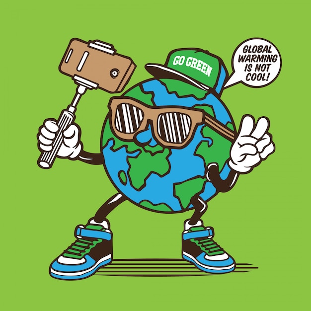 Earth Globe Selfie Character