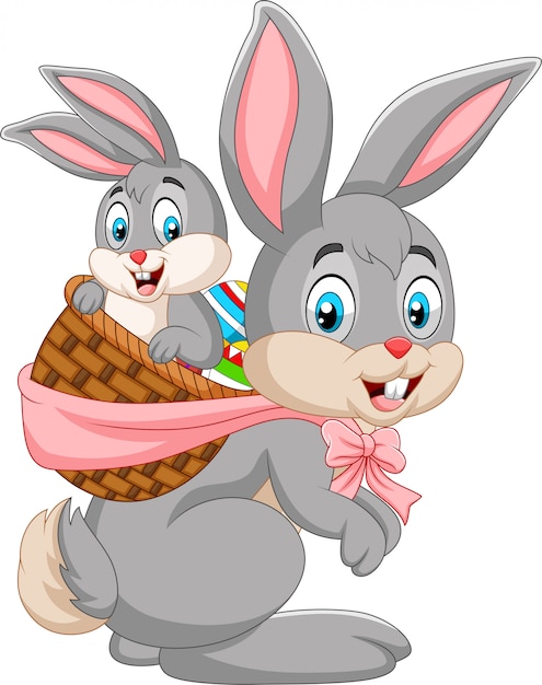 Easter Bunny niosący kosz królika dziecka