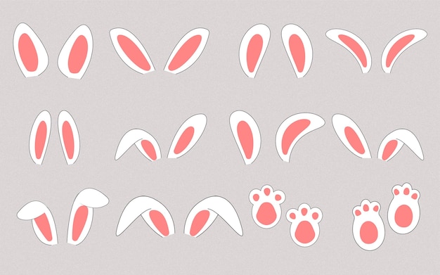 Easter Bunny Uszy I Stopy Clipart Różowy I Biały Design Wiązek