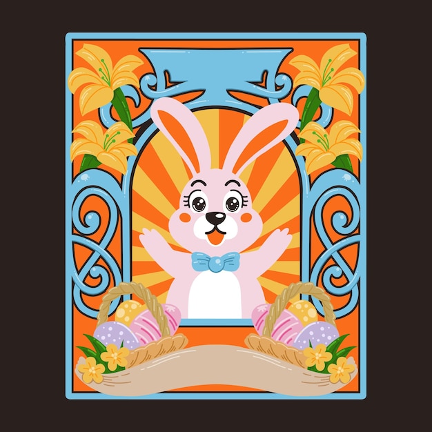 Plik wektorowy easter bunny w nowoczesnej art nouveau