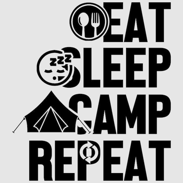 Plik wektorowy eat sleep camp repeat camp t shirt design