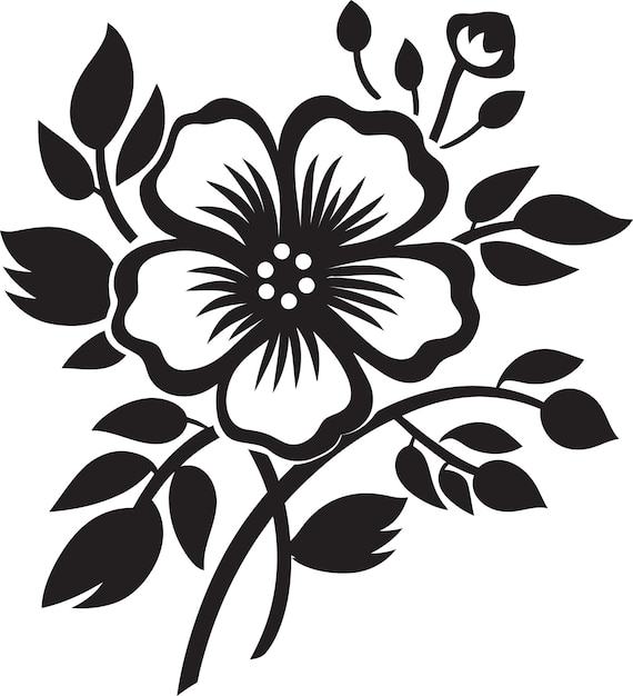 Ebony Essence Czarne Wektorowe Wzory Kwiatowe Ciemne Wyświetlacze Szczegółowe Ilustracje Kwiatowe