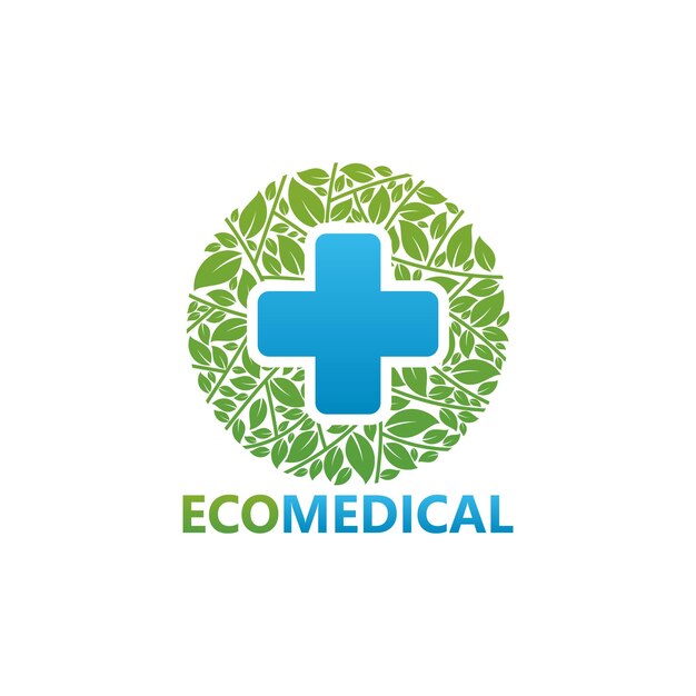 Eco Medical Logo Szablon Wektor Projektu, Godło, Koncepcja Projektu, Kreatywny Symbol, Ikona