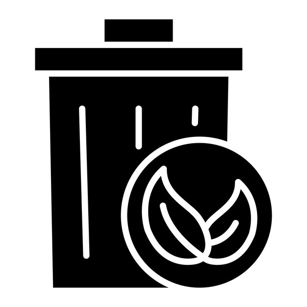 Eco Trash Bin Glyph Solid Black Ilustracja