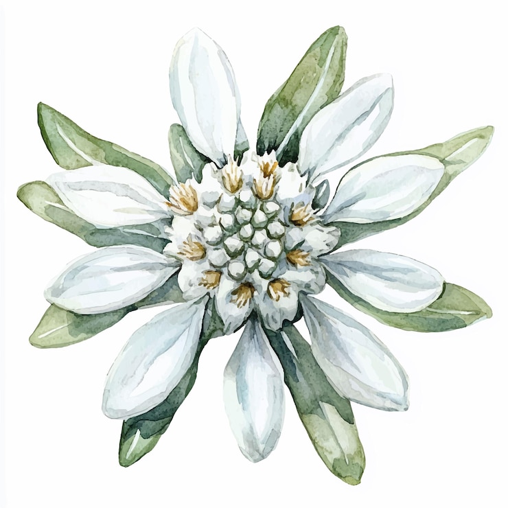Wektor edelweiss kwiat akwarel ilustracja klipart