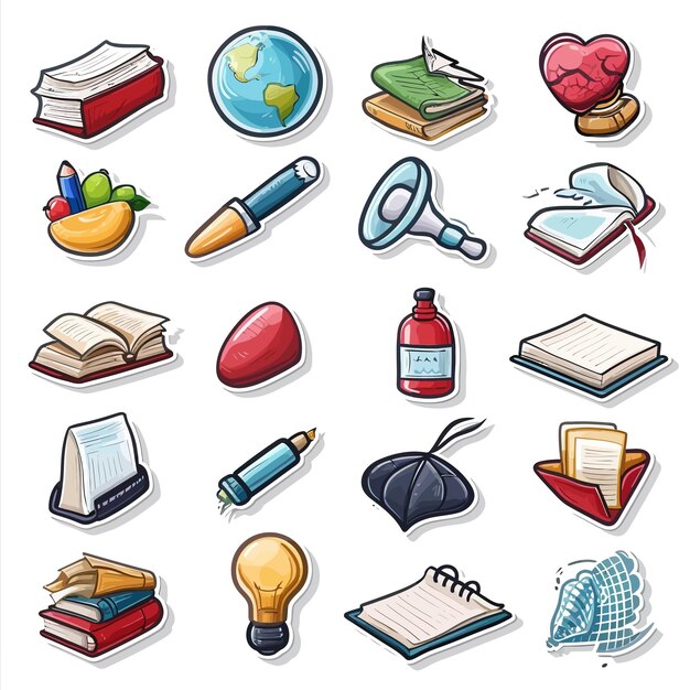 Plik wektorowy education_icon_sticker_set_vector_ilustracja