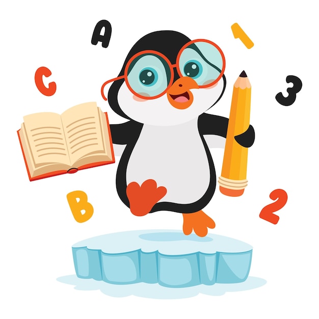 Edukacja Ilustracja Z Kreskówki Pingwina