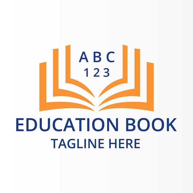 Edukacja Książka Logo Ikona Designu, Ilustracji Wektorowych. Książka Ze Słowem A,b,c I Numerem 1,2,3 Logo