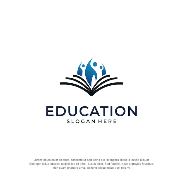 edukacja logo książka koncepcja wektor permium