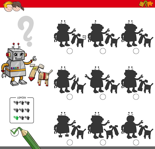 Edukacyjna gra cieni z postaciami robota
