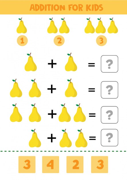 Edukacyjna Gra Matematyki Dla Dzieci Z Gruszkami Dla Dzieci.