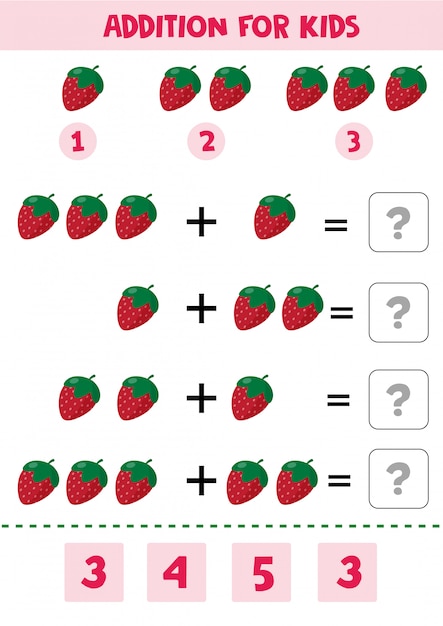 Edukacyjna Gra Matematyki Dla Dzieci Z Truskawkami Dla Dzieci.