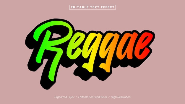 Edytowalna Czcionka Reggae Typografia Szablon Efekt Tekstowy Styl Napis Ilustracji Wektorowych