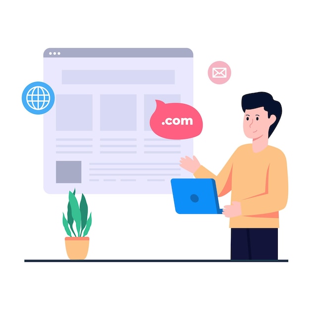 Edytowalna ilustracja projektu domeny internetowej
