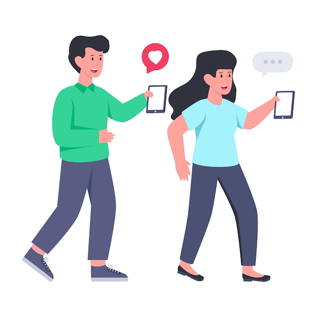 Edytowalna ilustracja projektu mobilnego romantycznego czatu