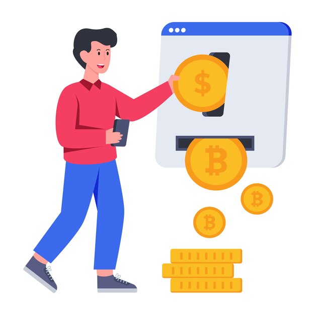 Edytowalna ilustracja projektu strony internetowej wycofania bitcoin