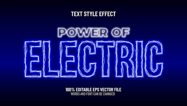 Plik wektorowy edytowalna moc efektu tekstu w stylu elektrycznym