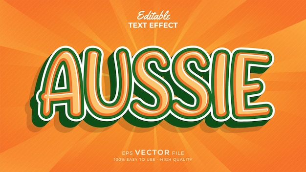 Edytowalna premia z efektem tekstowym Australia Day w stylu kreskówki