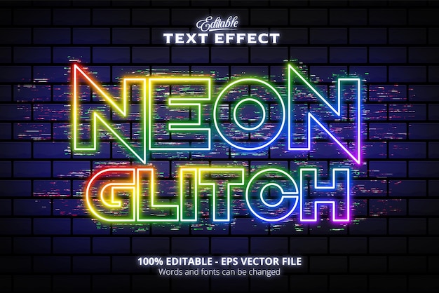 Plik wektorowy edytowalna tekstura ściany z efektem tekstowym i kolorowe tło glitch neon w stylu neonowym