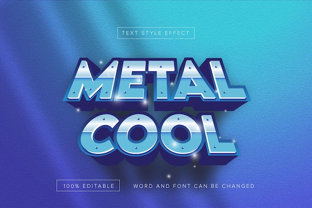Edytowalny Efekt Blue Metal Cool Text