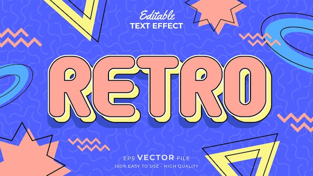 Edytowalny Efekt Stylu Tekstu Letni Retro Oldschoolowy Tekst Kreskówek W Motywie W Stylu Groovy