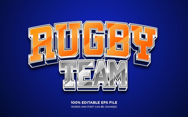 Edytowalny Efekt Stylu Tekstu Rugby 3d