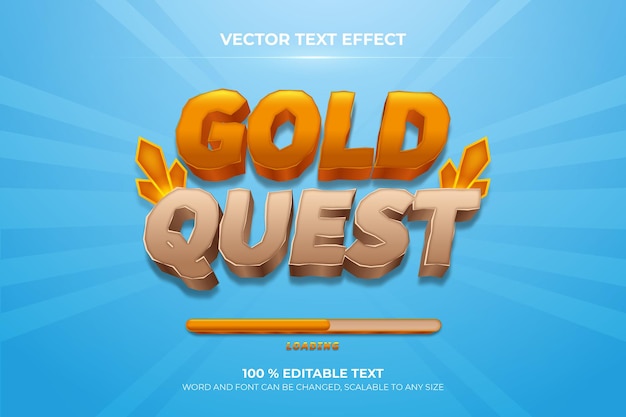 Edytowalny Efekt Tekstowy 3d Gold Quest