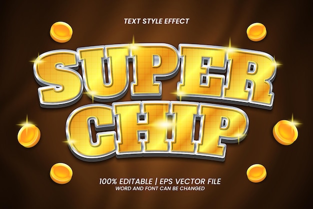 Edytowalny Efekt Tekstowy 3d Gold Super Chip