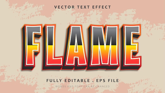 Plik wektorowy edytowalny efekt tekstowy 3d gradient word flame
