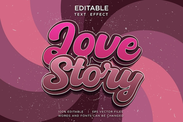 Edytowalny Efekt Tekstowy 3d Historii Miłosnej W Kolorze Różowym